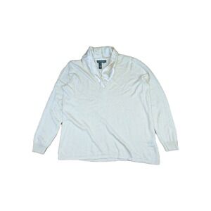 Lauren Ralph Lauren Women's Small White Cashmere Silk Blend Sweater V-Neck Top